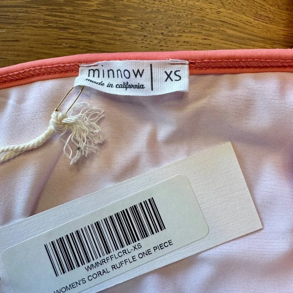 MINNOW Coral Ruffle Swimsuit Womens XS NWT One-Piece Pink Women Swim Brand NEW - Picture 3 of 7